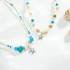 Amazon Collar Transfronterizo Europeo y Americano Estilo Bohemio Estrella de Mar Concha Perla de Arroz Cadena para el Cuello Estilo Vacaciones en la Playa del Océano para Mujer