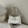 Bolso de axila de cuero encerado vintage, bolso de hombro plisado de gran capacidad, bolso tote de alta gama para el otoño y el invierno, con hebilla de cinturón casual, para ir al trabajo