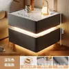 Mesa de cabeceira flutuante minimalista moderna com luz de sensor inteligente sem fio, mesa de cabeceira multifuncional com armazenamento para quarto