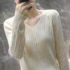 Suéter folgado estilo estrangeiro pulôver manga longa camisa base interna top novo 2024 primavera e outono suéter de gola para mulheres