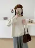 Suéter pullover redondo estiloso com contas para mulheres, nova coleção outono/inverno 2026, macio e confortável, caimento solto, peça de tricô versátil, moderno