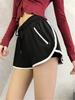 Pantalones Cortos Deportivos Versátiles de Tres Cuartos para Mujer, Estilo Falso de Dos Piezas, Anti-Exposición, Corte Holgado, para Fitness, Yoga y Uso Casual, con Bolsillo con Cremallera y Cordón