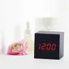 Reloj de madera con espejo control por voz silencioso reloj electrónico digital LED creativo despertador de regalo Estudiantes internacionales de Amazon