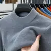 13 Cores Disponíveis 2025 Novo Inverno Lã Penteada Cor Sólida Masculina Gola Alta Meia Masculina Malha de Lã Malha de Lã