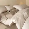 Juego de Cuatro Piezas Jacquard de Tejido Grueso 100% Algodón Puro Estilo Simple Clase A Sábana Plana Sábana Ajustable Dormitorio Principal Ropa de Cama de Alta Calidad