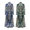Comércio Exterior Roupas Femininas Greta 2026 Primavera Novo Estilo Clássico Estilo Palácio Estampado Ajuste na Cintura Blazer Único Vestido Longo