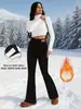Novas Calças de Yoga Flare de Inverno Transfronteiriças para Mulheres, Cintura Alta, Forradas com Fleece, Alta Elasticidade, Emagrecedoras, Levanta Bumbum, Quentes, Modelagem Justa, Casuais para Exterior