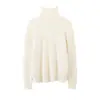 Suéter de Punto de Manga Larga con Cuello Alto de Forro Polar de Peso Pesado, Suavemente Suave de Seda y Cachemira para Mujer, Jersey de Color Sólido para Otoño e Invierno