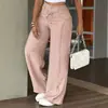 Moda Casual Feminina Europeia e Americana 2026 Estação Independente Amazon Calças Longas Soltas de Cor Sólida ou Listradas com Cordão