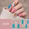 ZE16 refere-se a adesivos de unha estilo europeu e americano com grandes blocos de cor, estampas de leopardo, xadrez, estrelas, listras, e ornamentos para unhas.