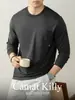 Camiseta de Manga Larga para Hombre Camat Killy Nueva Cuello Redondo Gama Alta 260g Modal Como Nube Bolsillo de Parche Simple Artesanía