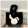 Nueva bolsa de orejas de conejo de gran capacidad para mujer, bolsa de otoño e invierno de gran capacidad, bolsa de felpa, bolsa tote peluda para mujer, venta al por mayor