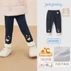 [Antibacteriano e Bloqueio de Temperatura] Calça Legging Forrada com Fleece para Meninas para Outono e Inverno, Calça Quente Grossa Bordada para Bebês, Calça Comprida Infantil