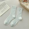 Calcetines con lazo para mujer primavera y verano calcetines de tubo absorbentes de sudor lindos dulces calcetines de felpa sin costuras calcetines de viento de ballet delgados