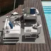Sofá de exterior, móveis de pátio, móveis de hotel, à prova d'água e resistente ao sol, adequado para vilas, áreas de lazer e espaços externos, conjunto de móveis de liga de alumínio estilo nórdico