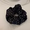 Goma para el pelo tipo scrunchie de satén con lunares estilo coreano para mujer, accesorio para el cabello de alta gama