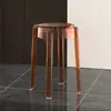 Banqueta Acrílica Transparente de Alto Padrão Leve Empilhável Cadeira Alta para Mesa de Jantar em Casa Banqueta Redonda de Plástico Cristal de Reserva