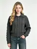 Cardigan de malha grossa com zíper e gola alta vintage, de fábrica de origem direta transfronteiriça, para mulheres, casaco de suéter de malha grossa solto para outono e inverno