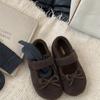 Zapatos Mary Jane Zapatos Birkenstock Mujer 2026 Nuevos Elegantes Versátiles Felpa Aumentadores de Altura Lazo Zapatos de una Sola Hebilla Zapatos de Algodón Peludos