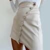 Ropa de Mujer Transfronteriza Europea y Americana Sexy Hottie Falda de Cuero Otoño e Invierno Nueva Moda Más Vendida Falda Corta de Un Solo Botón que Cubre las Caderas