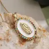 Aogu Colar com Pingente Maria Geométrico Banhado a Ouro 18K Cobre com Zircônia Venda Quente Transfronteiriça Colar Retro de Nicho Feminino