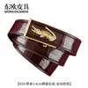 Cinturón de Piel de Cocodrilo Siamés para Hombre Cinturón de Piel Genuina Business Casual para Hombre Hebilla Automática de Acero Inoxidable Caja de Regalo Cinturón para Pantalones