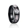 Anillo de acero de titanio patrón de dragón pieza de dragón anillo de joyería luminosa con incrustaciones de diamantes anillo de acero inoxidable fábrica de origen exclusivo transfronterizo