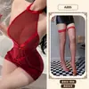 Lencería sexy con temática naranja, uniforme transparente de malla con retazos y tirantes para chica sexy, pijama seductor que no se quita A895