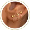 Bestseller transfronterizo: Set de aretes de circonita simples para mujer, chapado en oro de 18 quilates, broqueles de medio círculo sin poste y ear cuffs, modernos y versátiles
