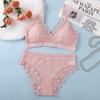 Conjunto de Sutiã e Calcinha de Renda Sexy com Decote Profundo, Forro de Algodão Puro Amigo da Pele na Virilha, Tecido que Absorve a Umidade, Lingerie Push-Up Estilo Francês para Mulheres