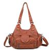 Moda tejida retro remache bolso de hombro axilar para mujer gran capacidad portátil bolso de mano trasero cremallera antirrobo