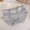 Calcinhas Estilo Japonês com Estampa Francesa para Mulheres Algodão Puro Respirável Cintura Média Estilo Romântico Laço Forro 100% Algodão Calcinhas Femininas