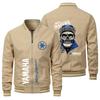 Chamarra con logo de coche para hombre, casual, tendencia de moda deportiva europea y americana, azul marino, negro, cierre, chamarra de calle tipo motociclista para hombre