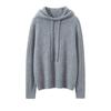Suéter 100% Caxemira Pura Novo Outono e Inverno Feminino com Botões Cor Lisa com Capuz Suéter de Malha com Efeito Emagrecedor Camiseta Básica