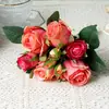 Buquê de rosas artificiais, buquê de rosas Lisa, flores artificiais para fotografia em casa, buquê de noiva para casamento, flores de seda