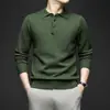 Suéter de malha grossa com gola de camisa masculina transfronteiriço, nova camisa polo casual de outono e inverno com gola virada, blusa de base, vestuário masculino