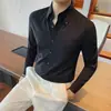 Camisa de manga larga con cuello, estilo coreano 2026, transpirable, business casual, camisa de traje otoño/invierno, blanca, cómoda, corte ajustado, ropa para hombre