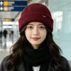 Gorro de Lana Estilo Coreano Hace que la Cara se Vea Más Pequeña Gorro de Punto Cálido y Engrosado para Otoño e Invierno Unisex Pareja Circunferencia de Cabeza Grande Gorro sin Visera