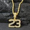 Colar com Pingente de Número 23 em Liga de Diamante Estilo Hip Hop Personalizado Corrente Torcida Longa