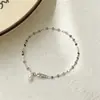 Pulsera de Plata de Ley S925 con Lentejuelas y Perlas de Arroz Naturales de Agua Dulce para Mujer, Lujo Ligero, Gama Alta, Nicho, Joyería de Mano Simple al por Mayor