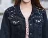 Casaco Jeans Feminino Estação Europeia menina gordinha plus size Casaco Feminino com Diamantes Bordados Jaqueta Estudantil Moderna Estilo Casual Solto