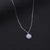 Colar Cruzado Novo Joia Olho Turco Ponto Diamante Geométrico Olho do Diabo Pingente de Liga Corrente de Suéter Joias