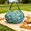 Bolsa de Compras Dobrável Verde Japonesa Viagem Ombro Portátil Espessada Bolsa de Compras de Vegetais Supermercado Bolsa Verde Bolsa de Transporte 210D