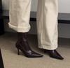 Botas Dongdaemun Botas Femininas Slim Salto Agulha Salto Alto Botas Curtas Bico Fino Couro Macio Zíper Traseiro Botas Curtas Versáteis para Mulheres