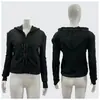 Sudadera con capucha ajustada de moda femenina transfronteriza, sudadera con cremallera y pedrería estilo Y2K, sudadera con cremallera estilo gótico
