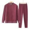 Conjunto cálido de cuello medio alto para mujeres de mediana edad y mayores, camisa y pantalones de capa base gruesos para otoño e invierno, ropa interior con forro polar de talla grande para madres