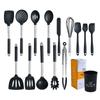 Utensilios de cocina de silicona de 15 piezas 430 mango de tubo pequeño utensilios de cocina juego de utensilios de cocina de silicona juego de cuchara y espátula de cocina de silicona en stock
