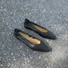 7117-1 Zapatos de Abuela Versátiles de Cuero Suave Estilo Francés de Tacón Bajo Puntiagudos para Mujer para Ir al Trabajo