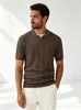 Camisa Polo de Verão Nova Estilo Transfronteiriço, Padrão Escuro, Estilo Old Money, Seda Gelada Respirável, Gola Polo, Manga Curta Tricotada, Business Casual, Comércio Exterior