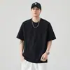 Camiseta Pesada Jacquard Texturizado de Manga Curta de Alta Qualidade para Homens, Nova para o Verão de 2026, Corte Solto, Manga Meia-Manga para Homens